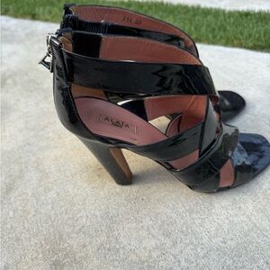 Alaia Women's Black Patent Leather Strappy Heels